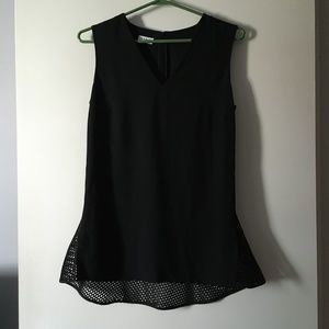 AKRIS Black Mesh Peplum Sleeveless Viscose Top 4